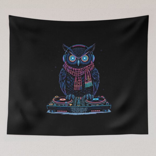 Item preview, Cyberpunk Owl | DJ Snow Night Neon Winter designed and sold by ColorSplash123.