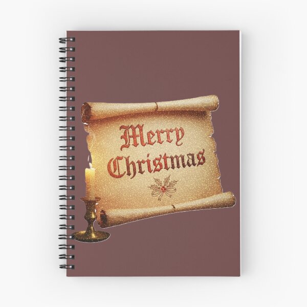 Item preview, Vintage Merry Christmas Scroll with Candle Illustration designed and sold by DroolWorthyUS.