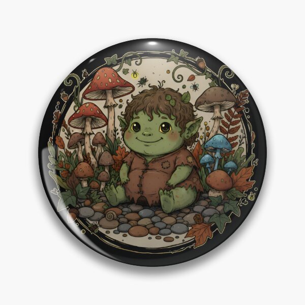 Item preview, Uroczy Leśny Chłopiec Goblin Troll - Kawaii Fantastyka Grzyby Jesień designed and sold by Artadria.