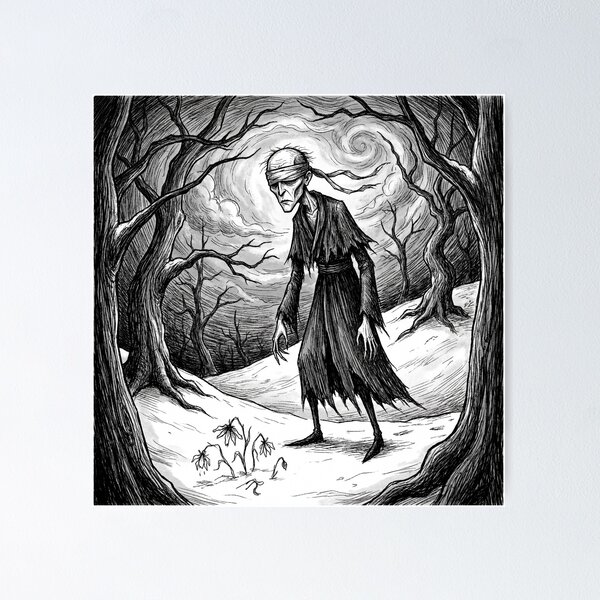 Item preview, Hodr Winter God Ancient Norse God Gothic style illustration designed and sold by Vintage Designs +.