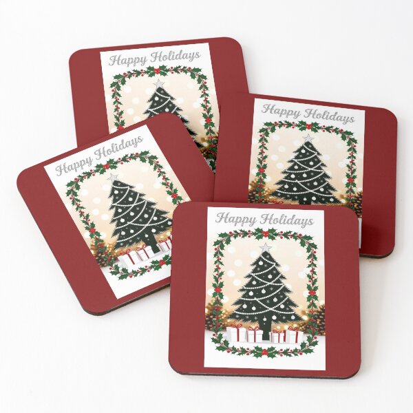 Item preview, Black Christmas Tree & Holly - Happy Holidays designed and sold by DesignsByPrnces.