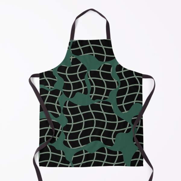 Item preview, Abstract seamless pattern with wavy distorted grid and flowing shapes in dark green designed and sold by Crispifly.