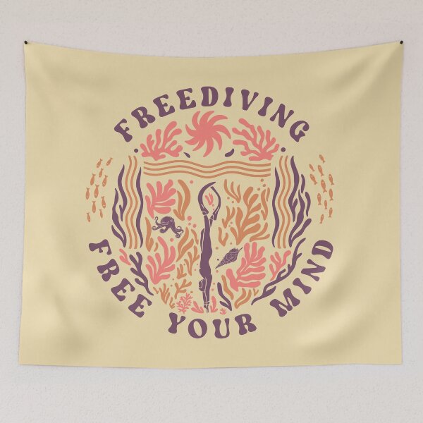Item preview, Freediving Free Your Mind – Underwater Meditation Ocean Diver & Octopus Art designed and sold by cotros.