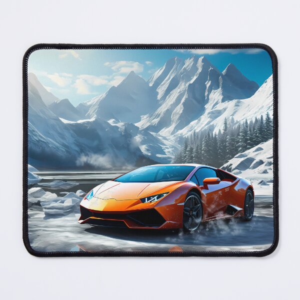 Item preview, Exotic car racing beside frozen lake and towering peaks designed and sold by RevUpDesign.