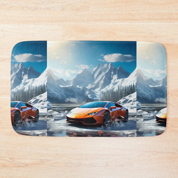 Item preview, Exotic car racing beside frozen lake and towering peaks designed and sold by RevUpDesign.