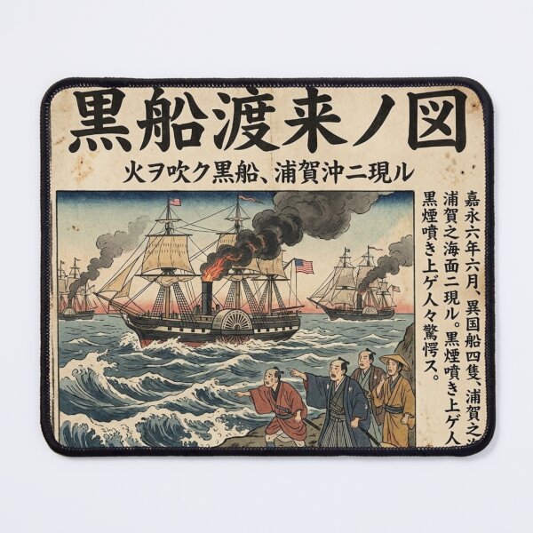 Item preview, Arrival of the Black Ships – Vintage Japanese Edo Poster designed and sold by Mori-no-Akari.