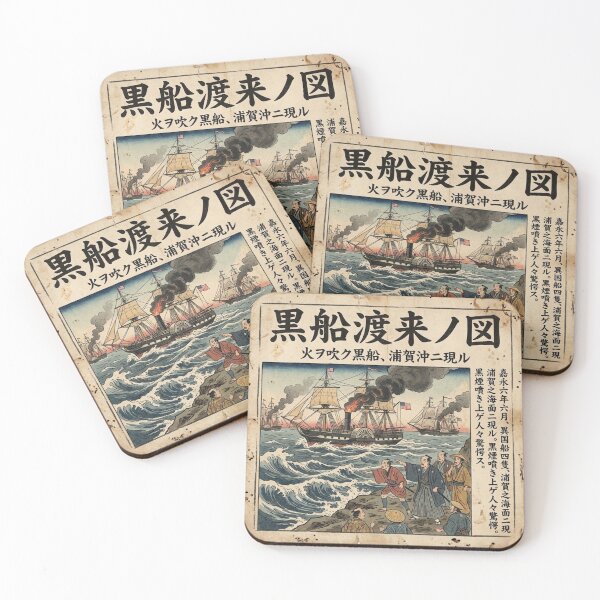 Item preview, Arrival of the Black Ships – Vintage Japanese Edo Poster designed and sold by Mori-no-Akari.