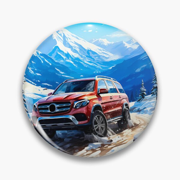 Item preview, Snowy alpine pass with a luxury SUV powering through fresh powde designed and sold by RevUpDesign.