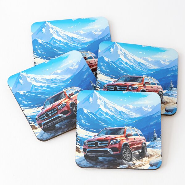 Item preview, Snowy alpine pass with a luxury SUV powering through fresh powde designed and sold by RevUpDesign.