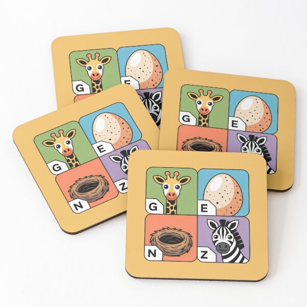 Item preview, GEN Z Alphabet Design with Giraffe, Egg, Nest, Zebra in Colorful Cartoon Squares designed and sold by SplashTastic.