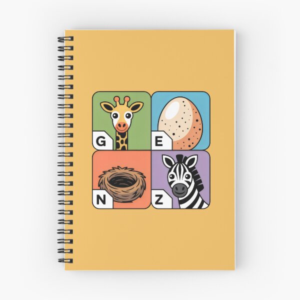 Item preview, GEN Z Alphabet Design with Giraffe, Egg, Nest, Zebra in Colorful Cartoon Squares designed and sold by SplashTastic.
