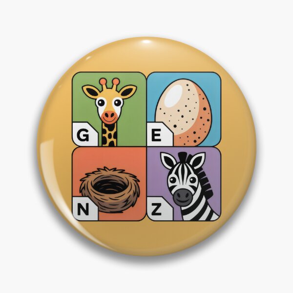 Item preview, GEN Z Alphabet Design with Giraffe, Egg, Nest, Zebra in Colorful Cartoon Squares designed and sold by SplashTastic.