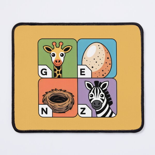 Item preview, GEN Z Alphabet Design with Giraffe, Egg, Nest, Zebra in Colorful Cartoon Squares designed and sold by SplashTastic.