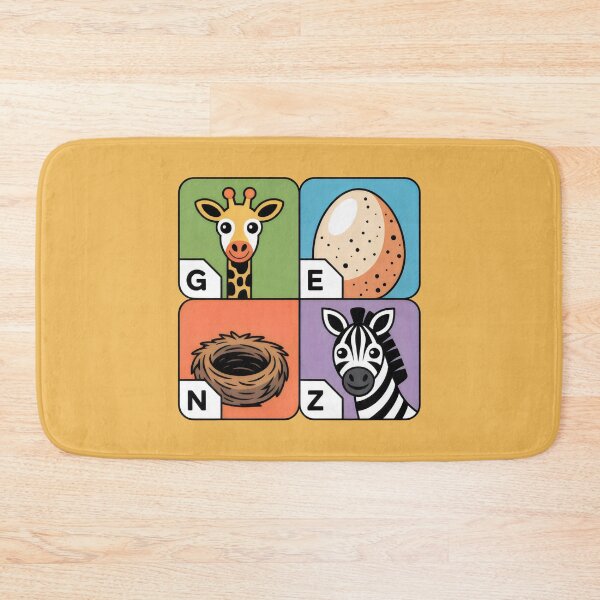Item preview, GEN Z Alphabet Design with Giraffe, Egg, Nest, Zebra in Colorful Cartoon Squares designed and sold by SplashTastic.