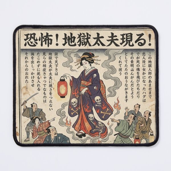 Item preview, Fearsome Jigoku Dayu – Vintage Japanese Yokai Horror Poster designed and sold by Mori-no-Akari.