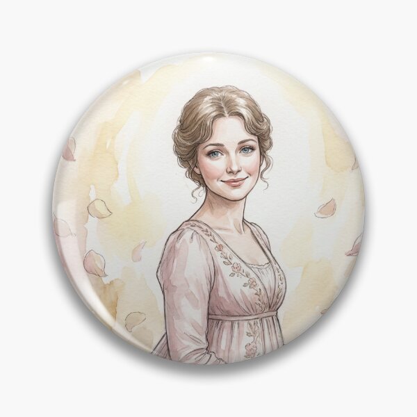 Item preview, portrait of Jane Austen Pride and Prejudice author character illustration designed and sold by Vintage Designs +.