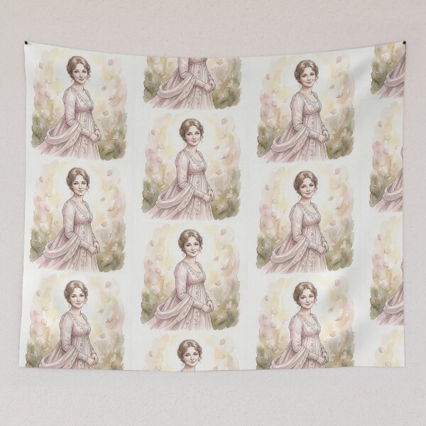 Item preview, portrait of Jane Austen Pride and Prejudice author character illustration designed and sold by Vintage Designs +.