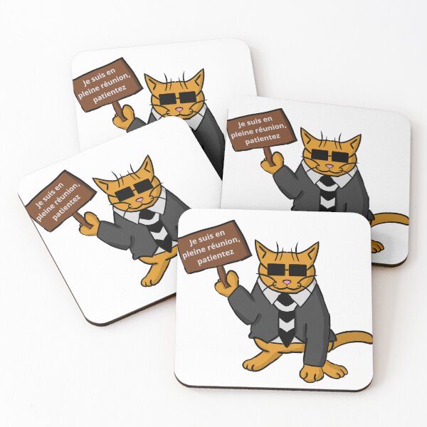 Item preview, Cat in a suit, office humor: "I'm in a meeting, please wait" designed and sold by JbrauShop.