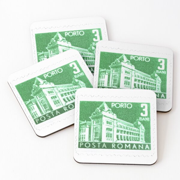 Item preview, Posta Romana Building Green Vintage Postage Stamp designed and sold by red-amber65.