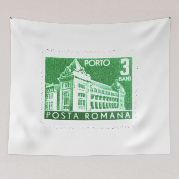 Item preview, Posta Romana Building Green Vintage Postage Stamp designed and sold by red-amber65.