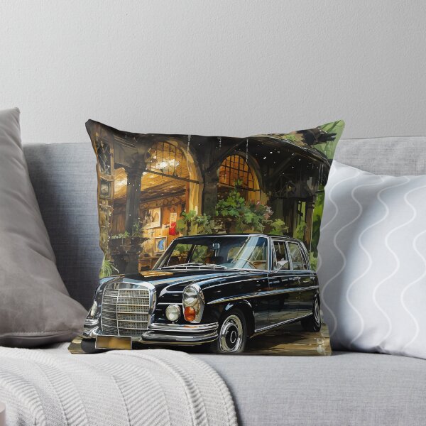 Item preview, Vintage sedan shining on rainy cobblestone courtyard designed and sold by RevUpDesign.