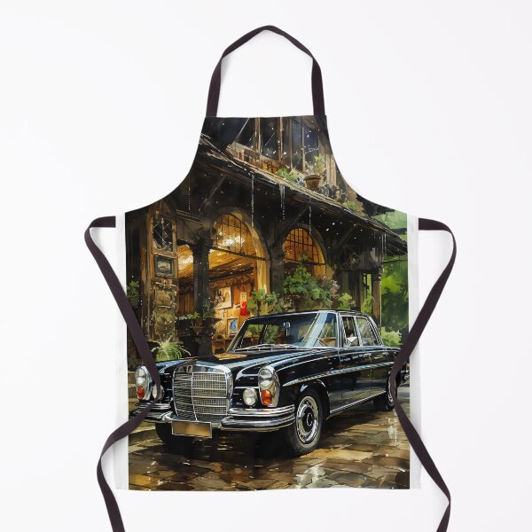 Item preview, Vintage sedan shining on rainy cobblestone courtyard designed and sold by RevUpDesign.