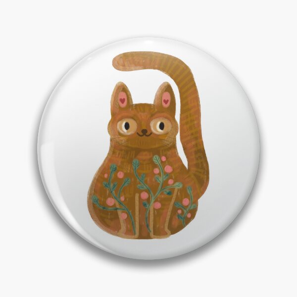 Item preview, My cat Ginger, Kawaii cat with flowers, folkloric animals designed and sold by Dormitria.