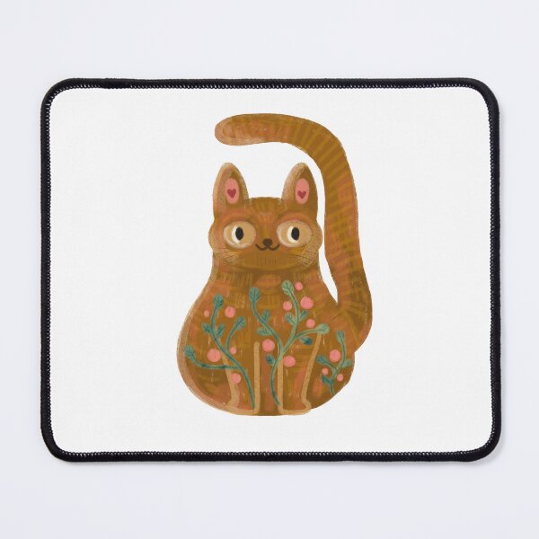 Item preview, My cat Ginger, Kawaii cat with flowers, folkloric animals designed and sold by Dormitria.