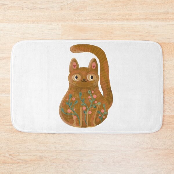 Item preview, My cat Ginger, Kawaii cat with flowers, folkloric animals designed and sold by Dormitria.