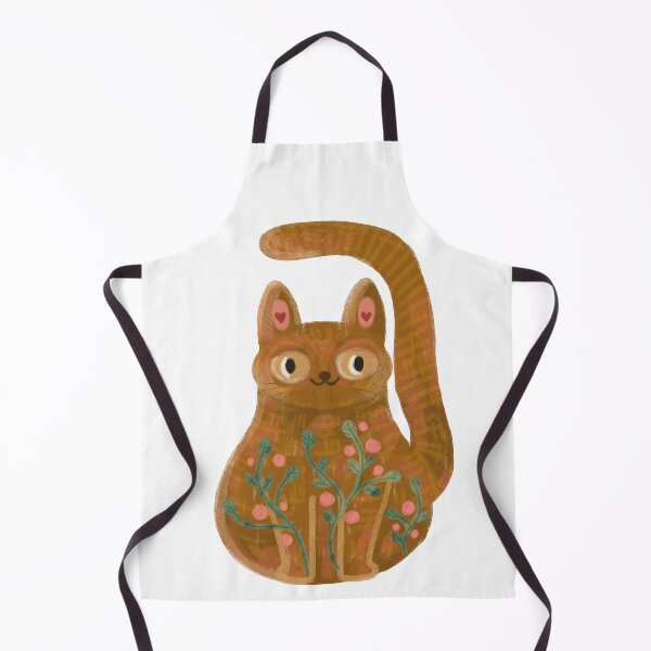 Item preview, My cat Ginger, Kawaii cat with flowers, folkloric animals designed and sold by Dormitria.
