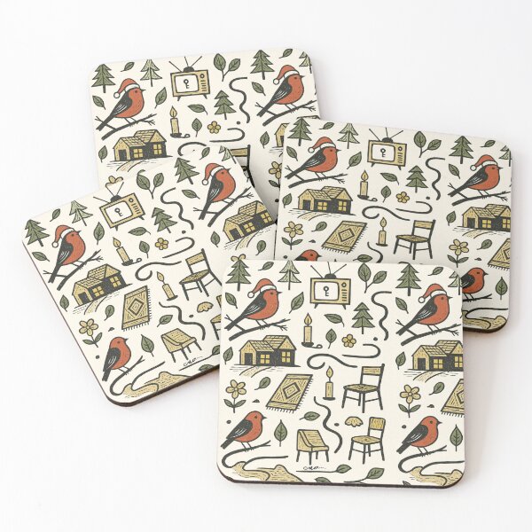 Item preview, Surreal Hand-Drawn Pattern – Chairs, Rugs, TV & Birds designed and sold by EvaArtHome.