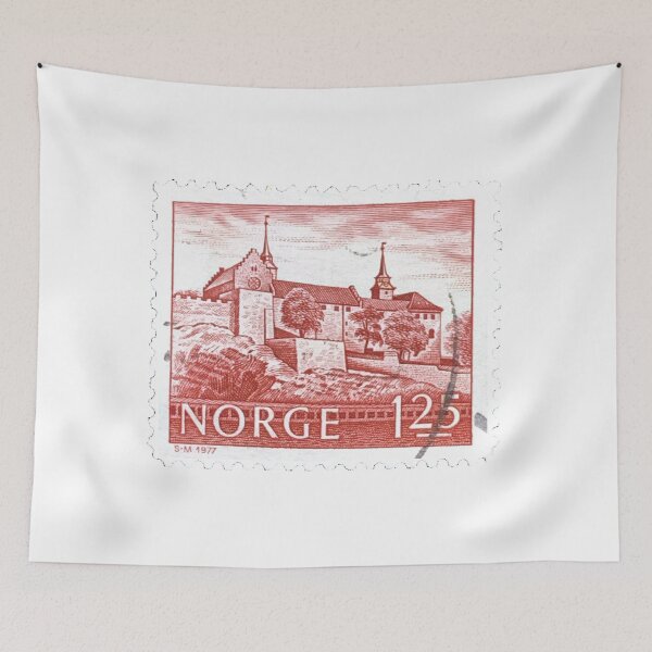 Item preview, Norge Norway Landscape Red Vintage Postage Stamp designed and sold by red-amber65.