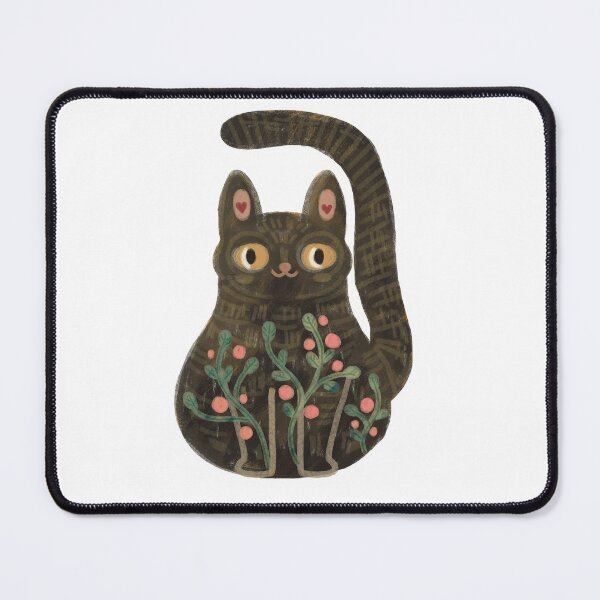 Item preview, Kawaii black cat with flowers, folkloric animals designed and sold by Dormitria.