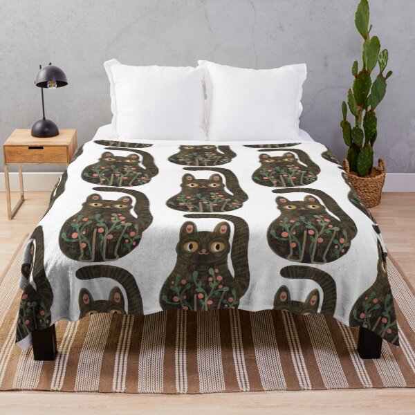 Item preview, Kawaii black cat with flowers, folkloric animals designed and sold by Dormitria.