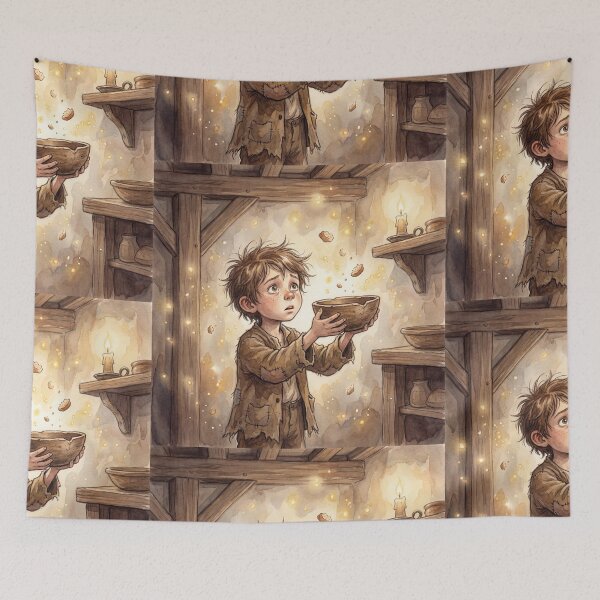 Item preview, Oliver the Hopeful Orphan from Oliver Twist Characters from Dickens series illustration watercolor art designed and sold by Vintage Designs +.