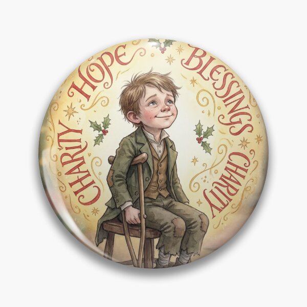 Item preview, Tiny Tim Hopeful Characters from Dickens series illustration watercolor art designed and sold by Vintage Designs +.