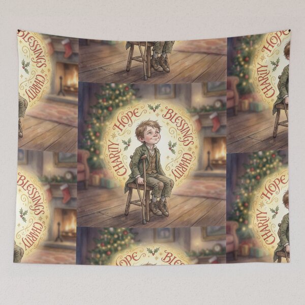 Item preview, Tiny Tim Hopeful Characters from Dickens series illustration watercolor art designed and sold by Vintage Designs +.