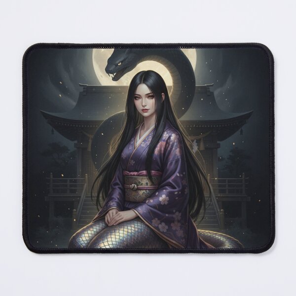Item preview, Moonlit Serpent Yokai – Mori no Akari Japanese Folklore Poster designed and sold by Mori-no-Akari.