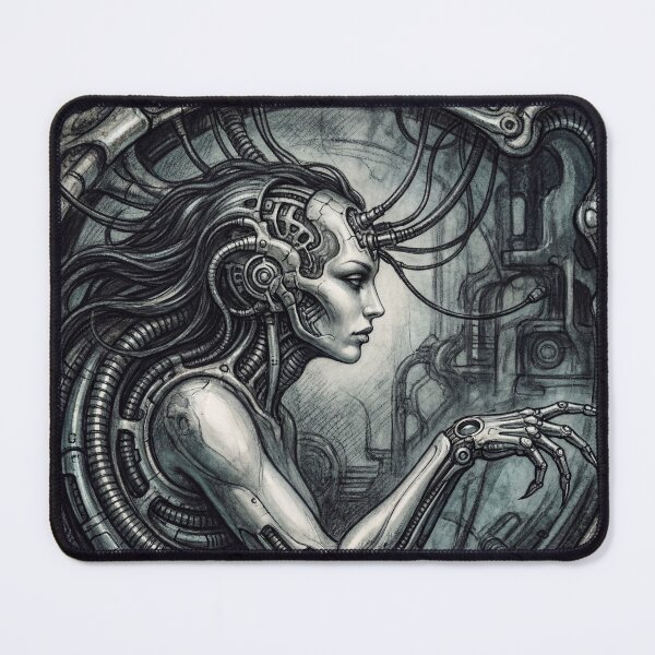 Item preview, Scifi Biomechanical portrait of a beautiful woman pinup art designed and sold by Vintage Designs +.