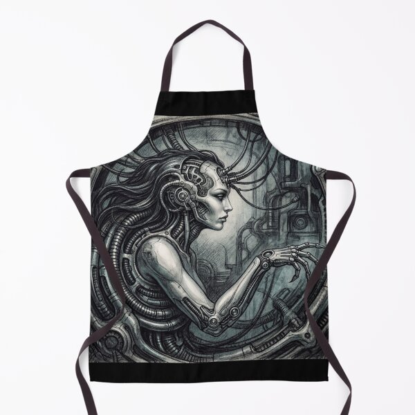 Item preview, Scifi Biomechanical portrait of a beautiful woman pinup art designed and sold by Vintage Designs +.