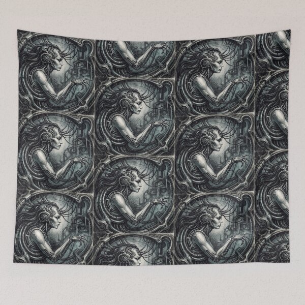 Item preview, Scifi Biomechanical portrait of a beautiful woman pinup art designed and sold by Vintage Designs +.