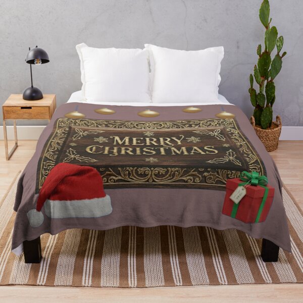 Item preview, Elegant Wooden Merry Christmas Sign with Ornaments Illustration designed and sold by DroolWorthyUS.