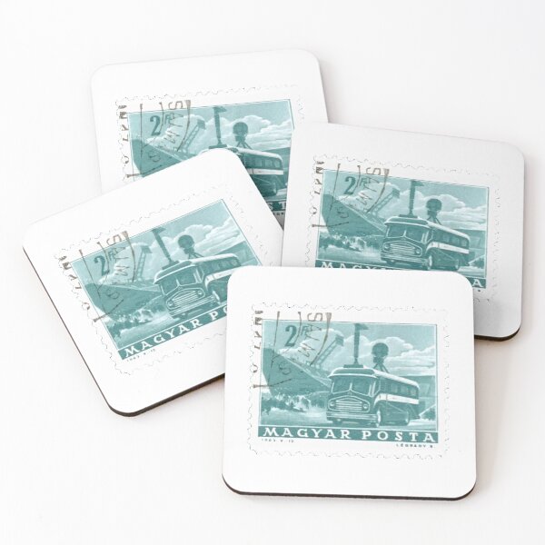 Item preview, Magyar Hungary Bus Green Vintage Postage Stamp designed and sold by red-amber65.