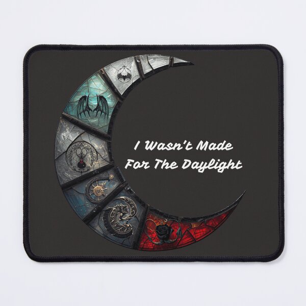 Item preview, Gothic Crescent Moon Stained Glass “I Wasn’t Made For The Daylight” Dark Art Print designed and sold by TitanRN.
