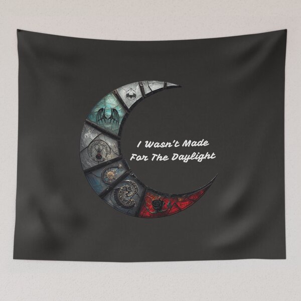 Item preview, Gothic Crescent Moon Stained Glass “I Wasn’t Made For The Daylight” Dark Art Print designed and sold by TitanRN.