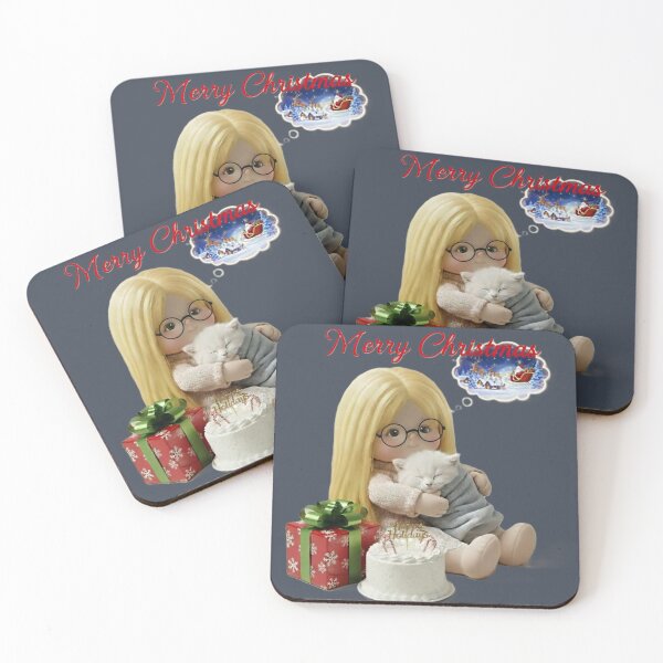 Item preview, Cute Christmas Doll with Kitten, Gifts, and Holiday Cake Illustration designed and sold by DroolWorthyUS.