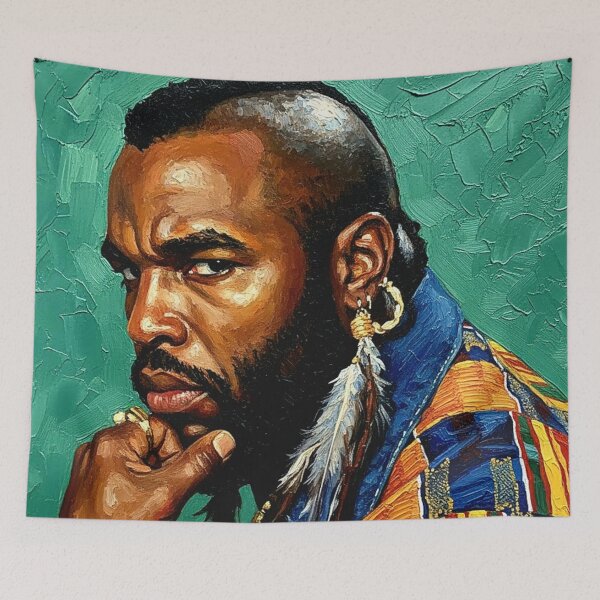 Item preview, 80s Action Star Mohawk Gold Chains Art | Colorful Military Vest Painting | Classic TV Muscle designed and sold by Art's Diner.