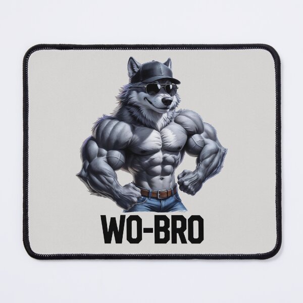 Item preview, WO-BRO Cool Muscular Wolf designed and sold by QuirkySpark.