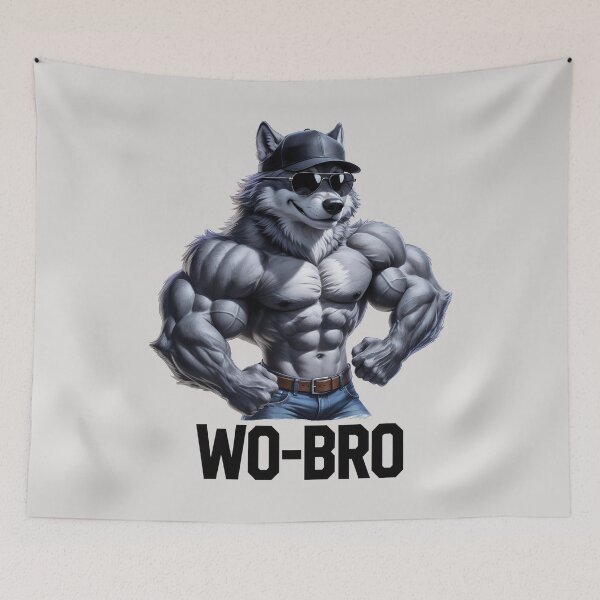 Item preview, WO-BRO Cool Muscular Wolf designed and sold by QuirkySpark.