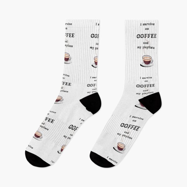Item preview, I Survive on Coffee and my playlist – Funny Coffee Quotes for Coffee Lovers, Sarcastic Office Humor, Coffee Addict Gift designed and sold by digitalbitcraft.